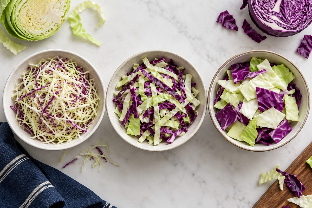 How to Shred Cabbage for Coleslaw Knife Mandoline or Vegetable Chopper