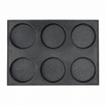 6 cavity silicone hamburger bun pan with perforated mesh for even baking and easy release