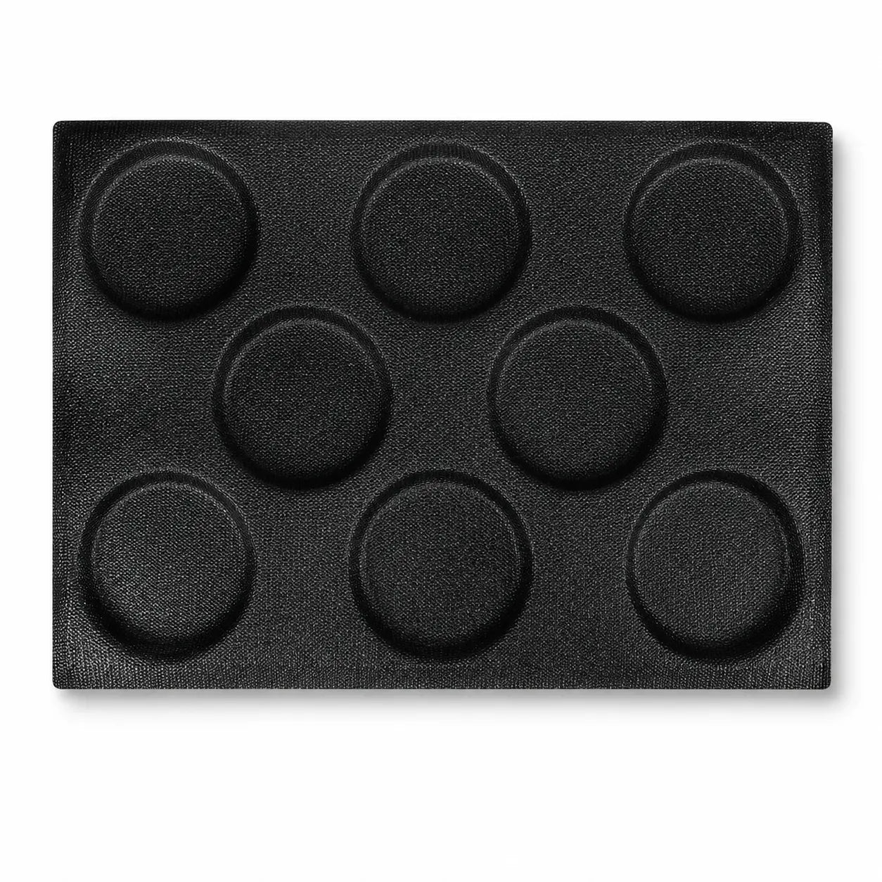 Silicone Hamburger Bun Pan, 8 Cavity Perforated Baking Mold - 3.93" x 3.93" x 0.59" Cavities