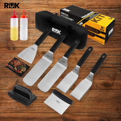 RüK 11 Pcs Anti-Scalding Long Handle Flat Top Griddle Accessories Set