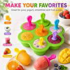 Colorful homemade popsicles in green silicone mold