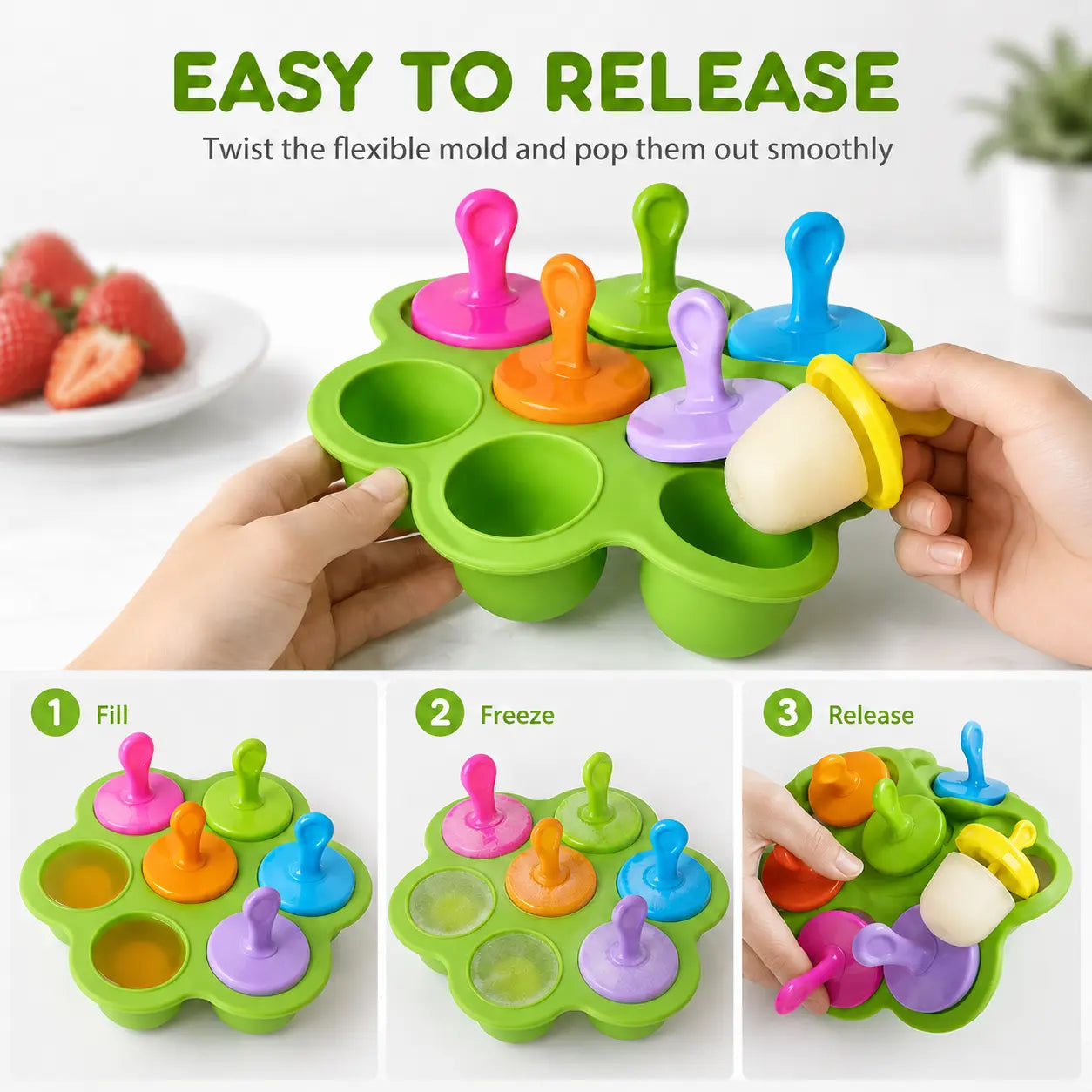 Silicone mold dimensions and pop size for kids