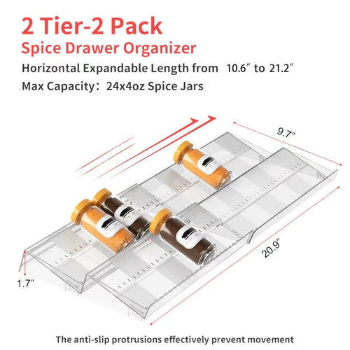 2-Tier Non-Slip Seasoning Drawer Organizer