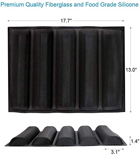 Silicone bread mold with dimensions for baking buns or bread