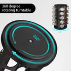360 degree rotating spice carousel with 20 glass jars for easy access to seasonings
