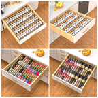 Acrylic drawer organizer trays for storing spices, cosmetics, utensils, and small kitchen items