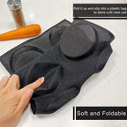 Nonstick silicone hamburger bun mold folded by hand for easy storage and flexible handling