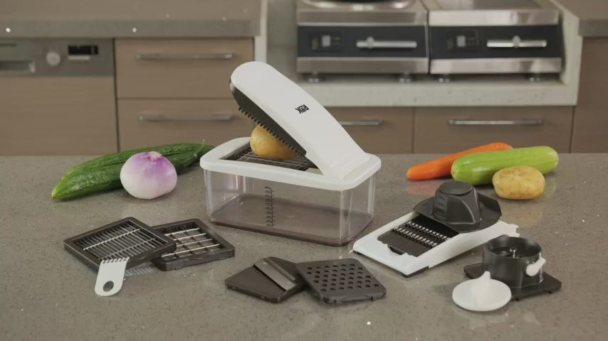 Vegetable Chopper, Mandoline Slicer & Cheese Grater with Container