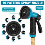 RüK garden hose spray nozzle with 10 adjustable spray patterns and water flow control