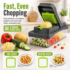 RUK Pro vegetable dicer creates fast even cuts for potatoes, cucumbers, peppers and everyday meal prep