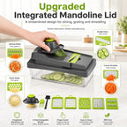 RUK Pro vegetable chopper with upgraded integrated mandoline lid for slicing, grating and shredding