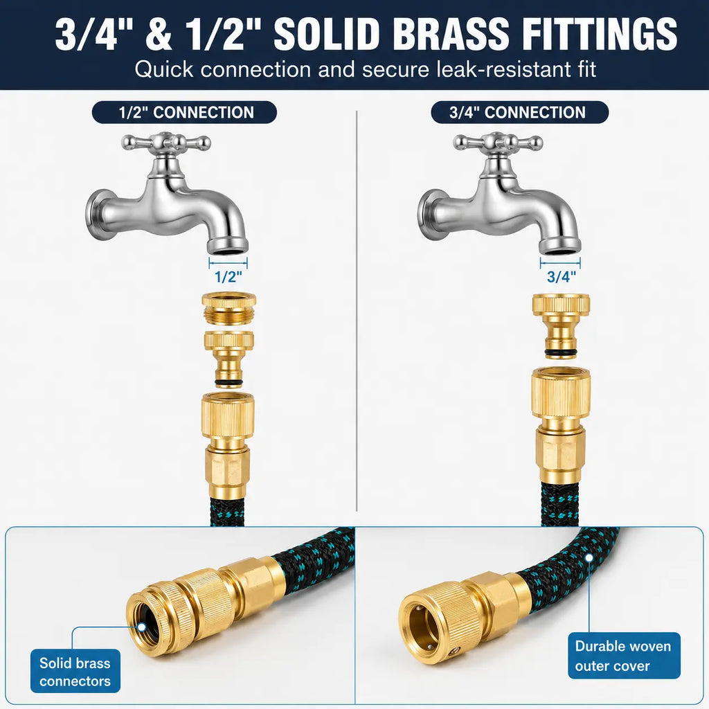  RüK garden hose with solid brass connectors for quick connection and leak resistant use