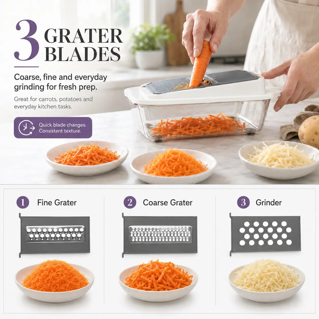 Vegetable chopper grater blades for cheese, carrot, potato and ginger prep